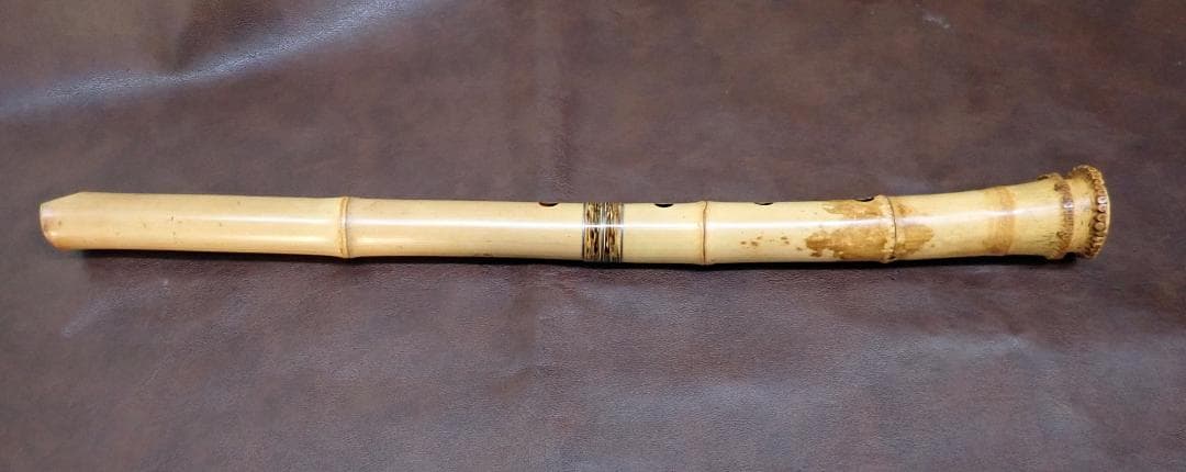 尺八 中西竹峯氏作 秀峯銘 琴古流 一尺九寸 長さ58cm 銀三線籐巻き