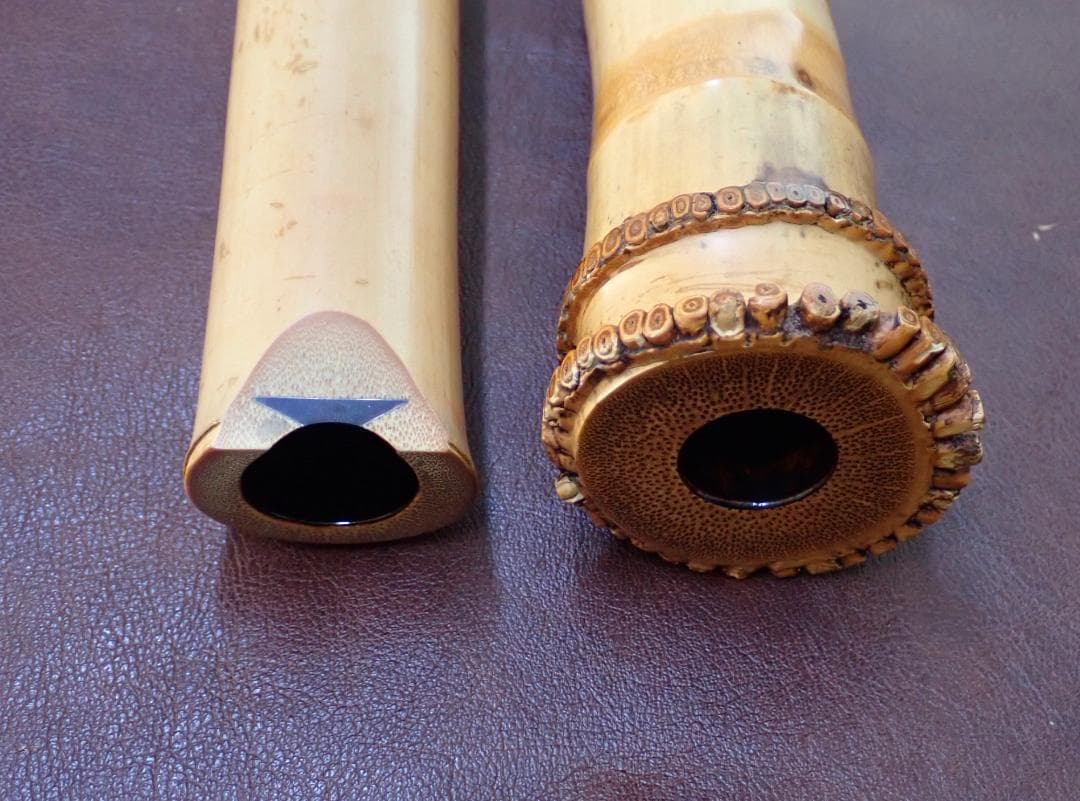 尺八 中西竹峯氏作 秀峯銘 琴古流 一尺九寸 長さ58cm 銀三線籐巻き