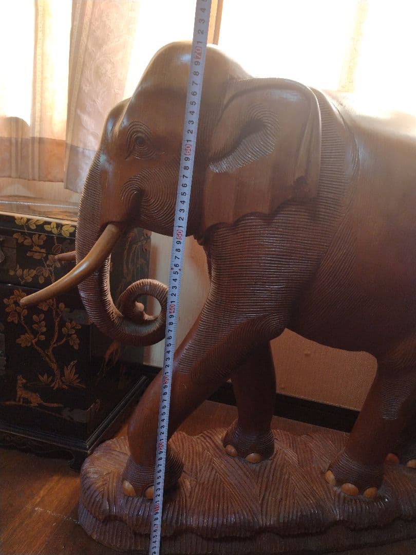木彫り　巨大　ゾウさん レア