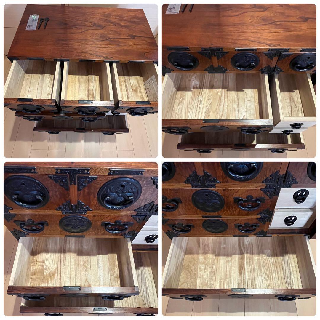 岩谷堂 箪笥 中型タンス 車箪笥 No.218 南部鉄器金具 鍵付き