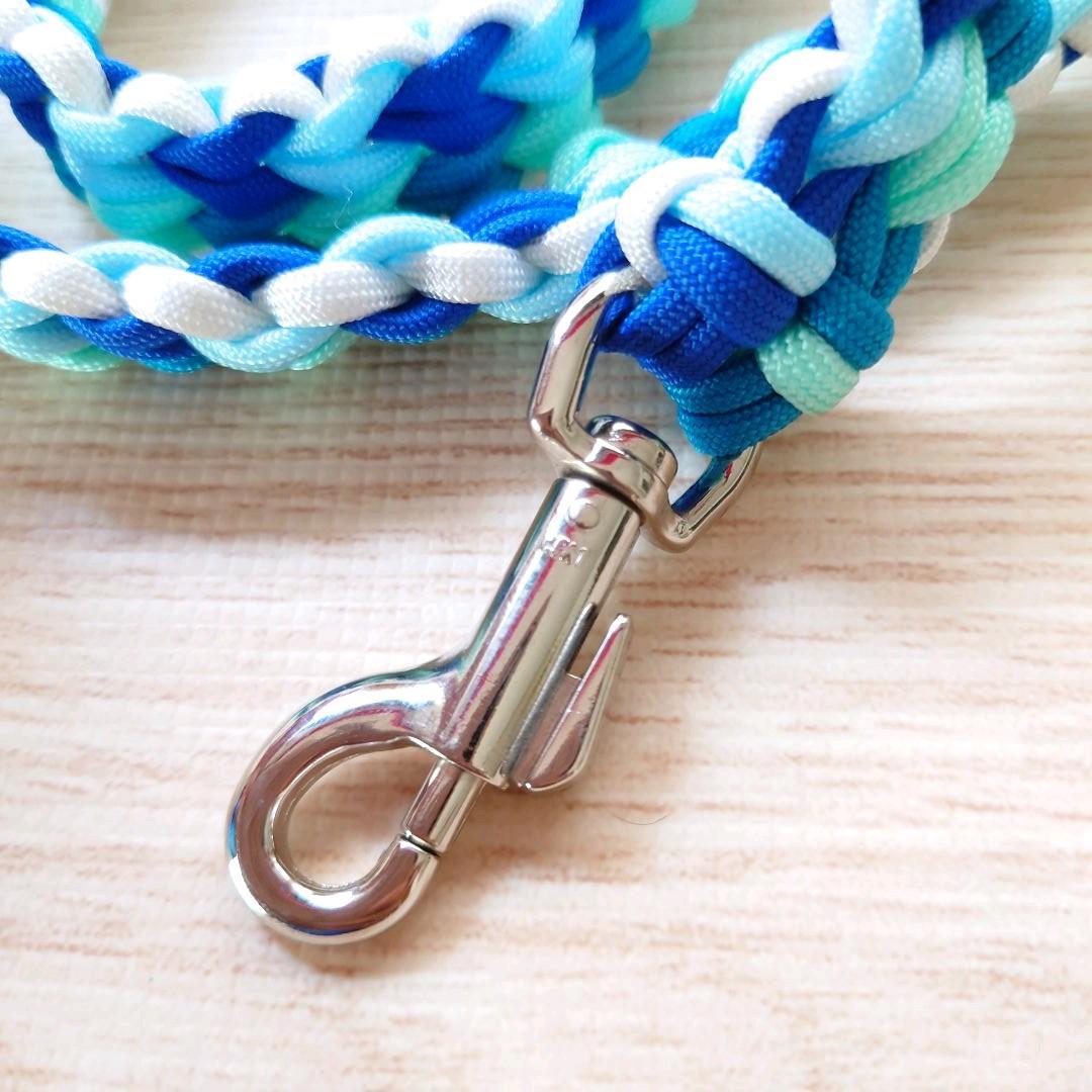 パラコードリード　幅広　ダブルハート編み　フリンジ付　中型犬　大型犬　№068