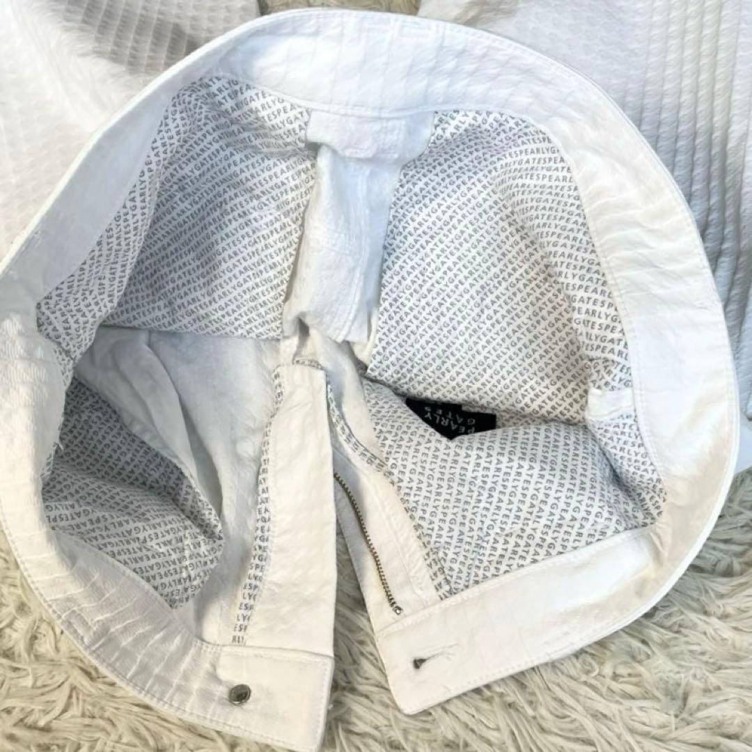 【極美品 近年】パーリーゲイツ ストレッチ 凹凸 パンツ ゴルフウェア 白 5