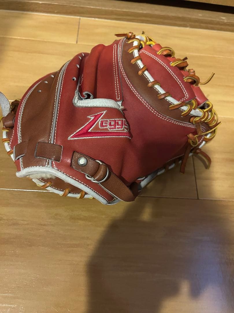 超得値★硬式用★キャッチャーミット★赤×茶×白ライン★本日のみ出品