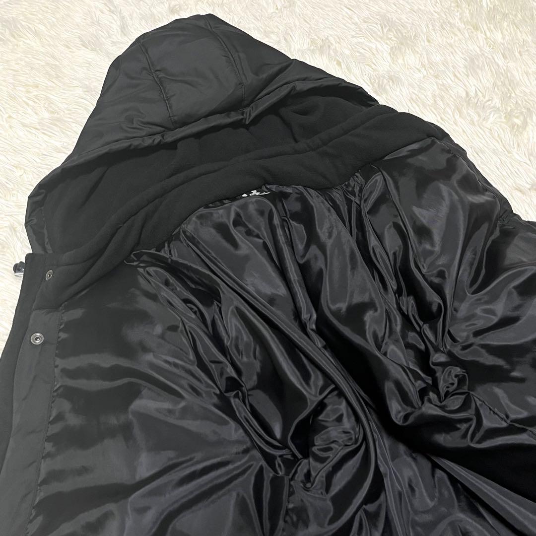 UNDER ARMOUR 刺繍ロゴ　ベンチコート　ロングダウン　黒　XL