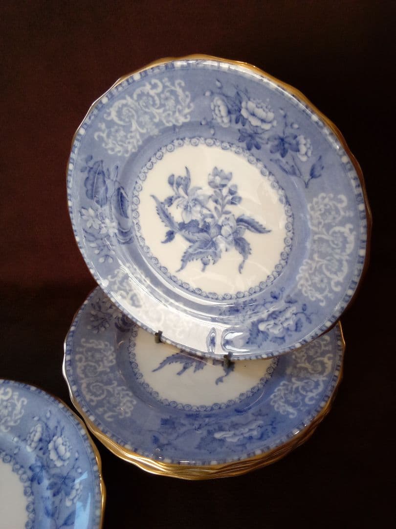 イギリス スポ—ド ケ—キ皿５枚セット「カミ—ラ」1910年代