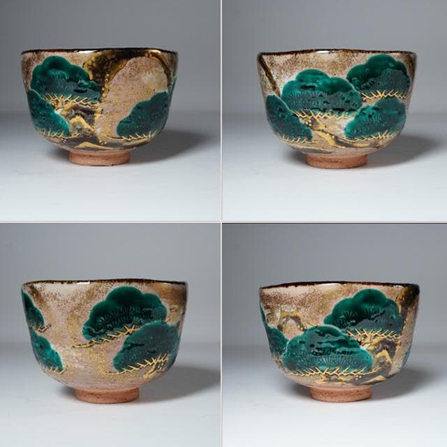 加藤利昇　乾山松茶碗　共箱　茶道具　抹茶碗　京焼　色絵