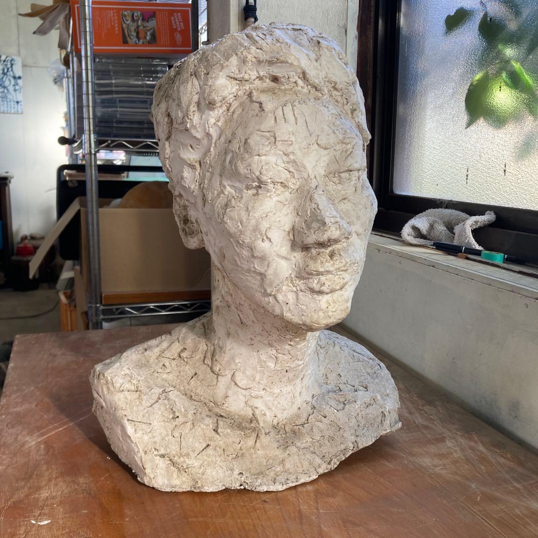 作者サイン無し 古い女性の胸像 彫塑 高さ45cm オブジェ 収集品