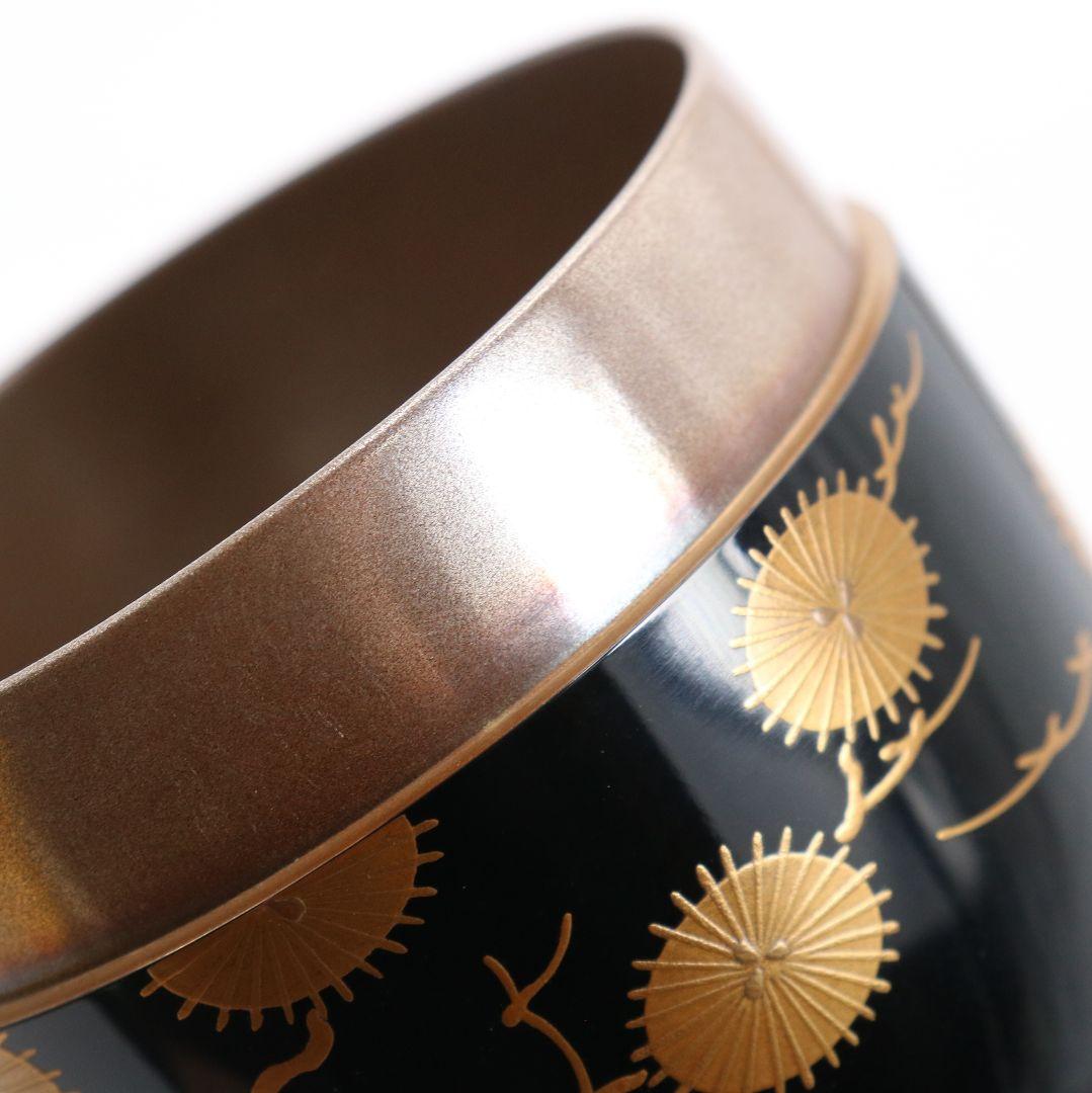 表千家十四代 而妙斎書付 花押在判 唐松蒔絵 大棗 内銀溜塗　DM1000