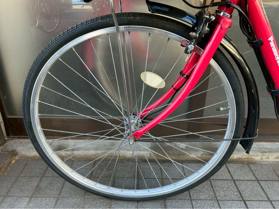 中古電動自転車 パナソニック ビビDX 26インチ　レッド 横浜№3564