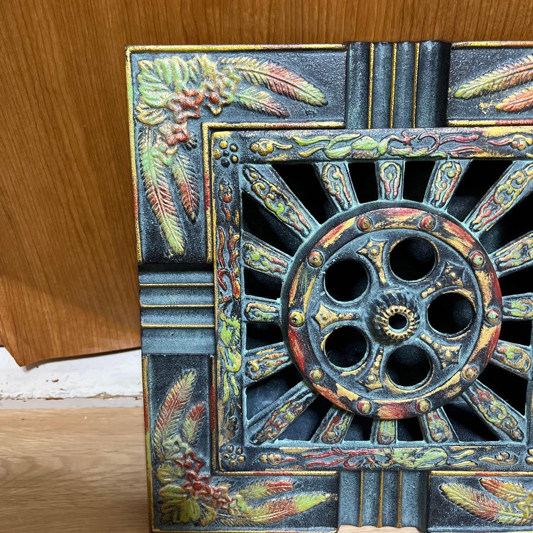 日本鋳鉄サイン入り 灰皿香炉喫煙具 金属工芸品 博堂 御所車 昭和レトロ