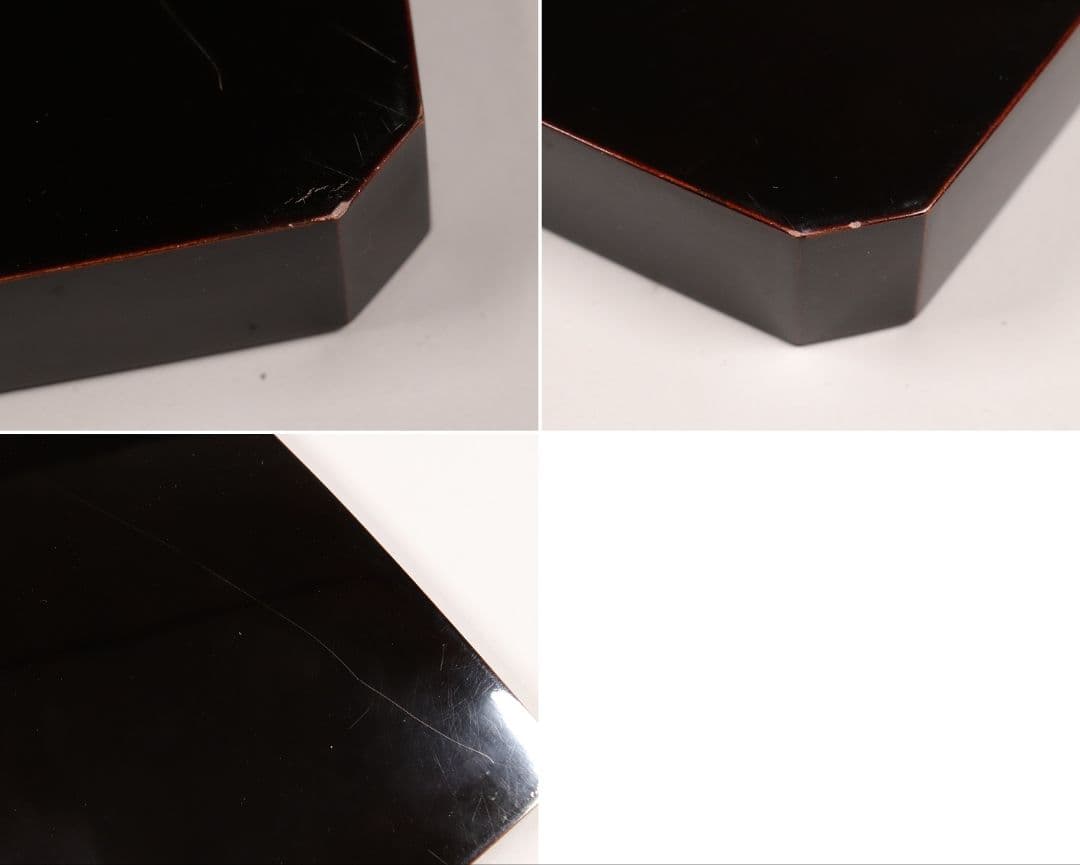 MA6 木製漆器 草花金蒔絵 黒塗 長方盆 大小一組 木箱入 切金 梨地 菊