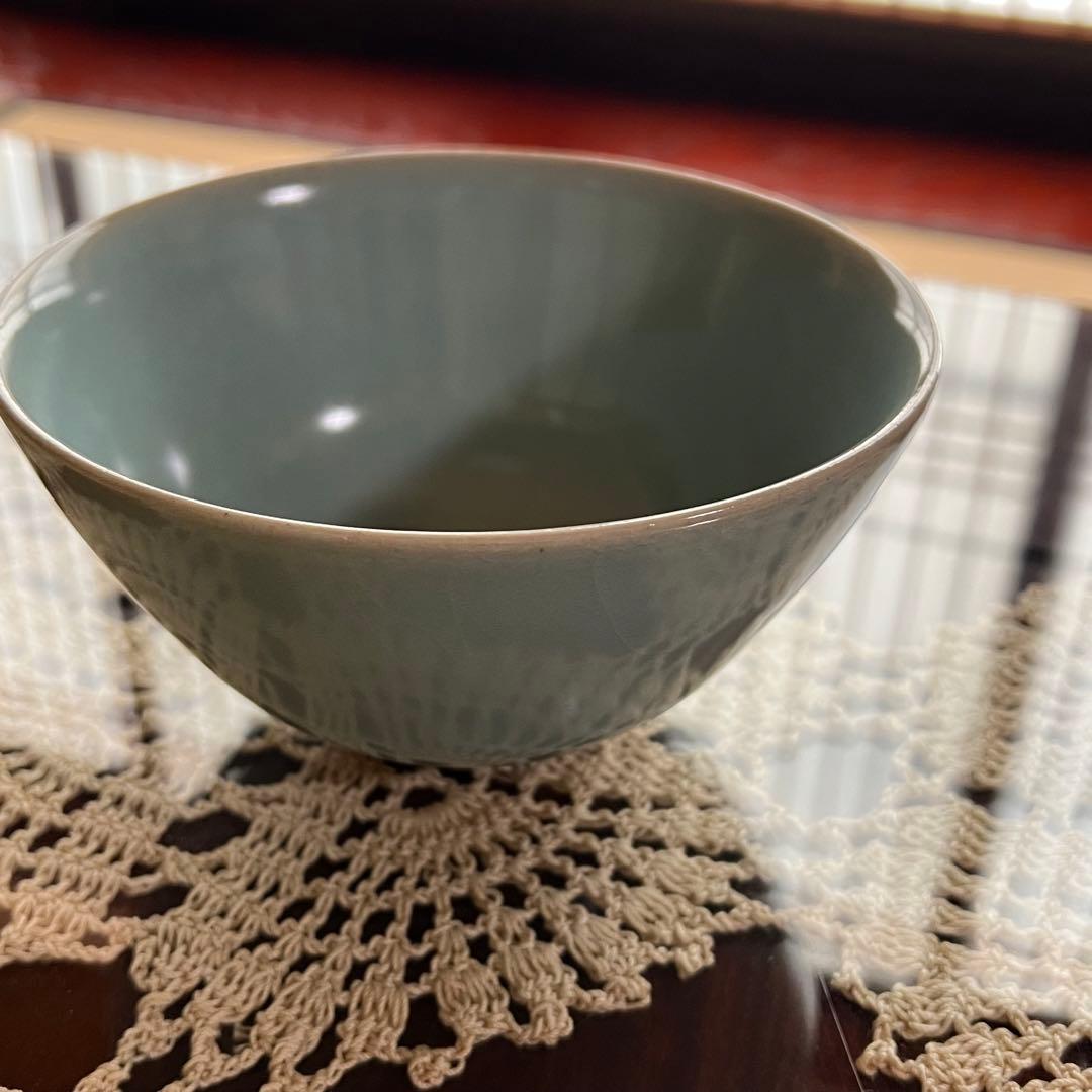 九谷焼 青磁 抹茶碗 茶碗 作家もの 堂前忠正 茶道具 共箱 共布