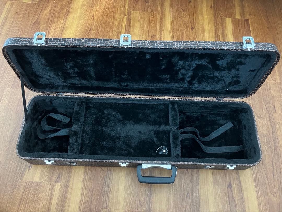 三線ハードケース(未使用品)鍵付き　ブラウン/クロコダイル柄