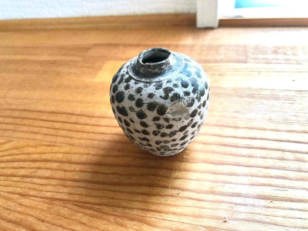 【タイ・骨董】宋胡録（スンコロク）白釉斑紋 小壺（1301年~1600年）