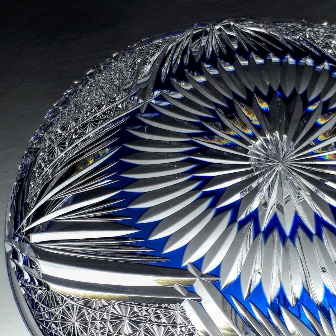 江戸切子　カガミクリスタル　飾り皿　 　 ෆ根本幸雄 作品ෆ 　【未使用・美品】