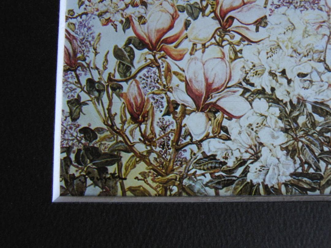 藤田嗣治、「Fleurs et soleil levant」、希少画集の額装画