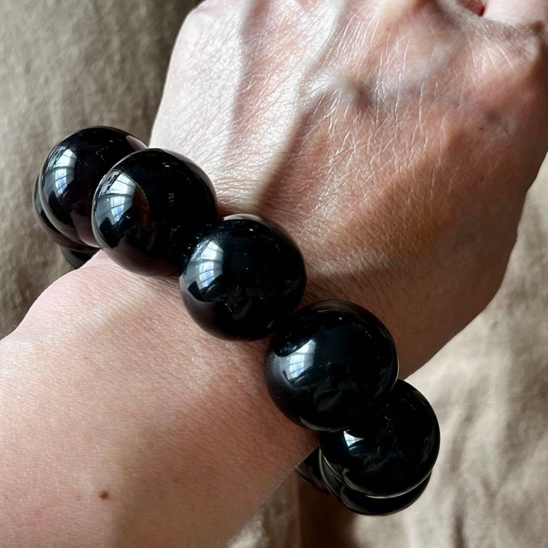 22mm 天然 琥珀 ブルー アンバー チェリー ブレスレット 高品質 アンバー