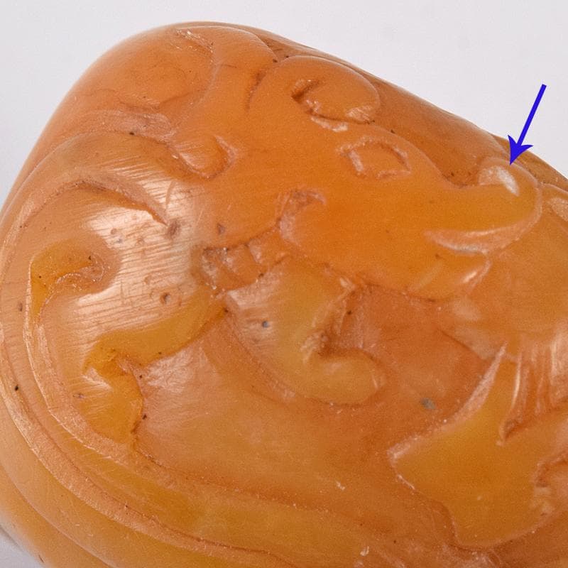 中国　篆刻　玉石田黄石彫刻　神獣刻　印材　置物　在銘　M　R8368