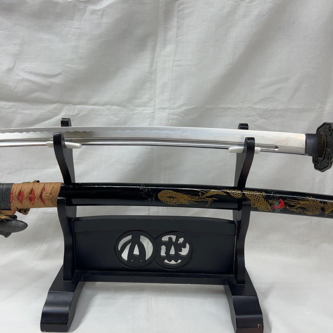 模造刀 陣太刀 鯉 龍 彫り込み 全長110センチ 大太刀 樋入り 希少