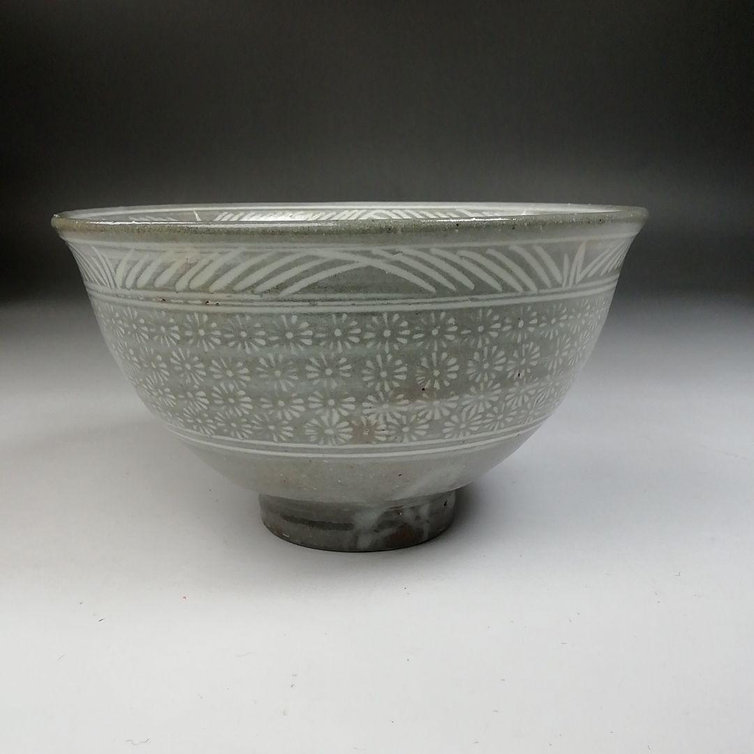 Ｔ９７４　数茶碗　十客　『花三島　数茶碗』『黒石窯　榊原勇一 作』　共箱　茶道具
