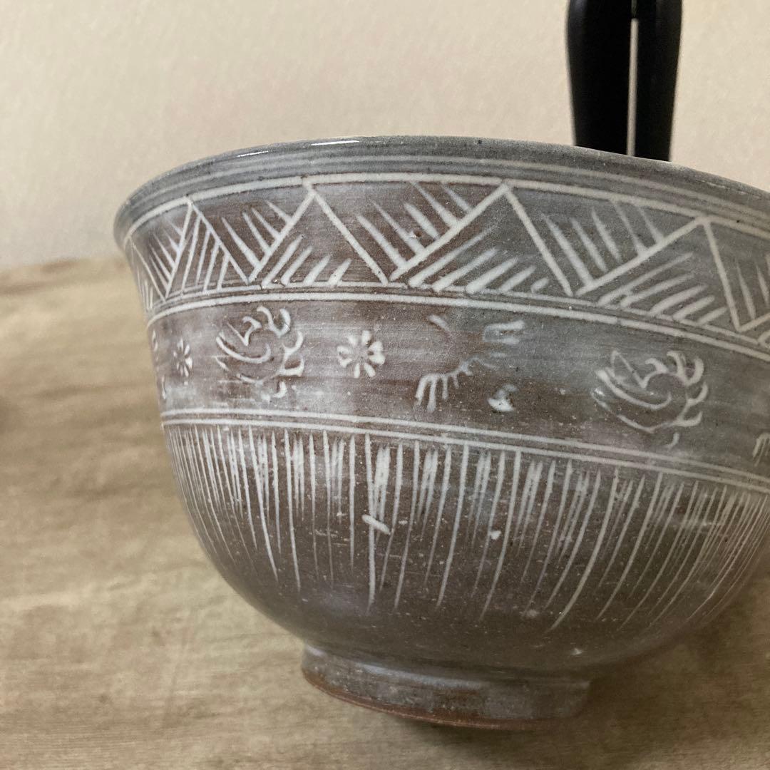 十九代　雲林院寶山造　泰之佑（髙臺）　鉢　三島手雲鶴模様　時代物　未使用