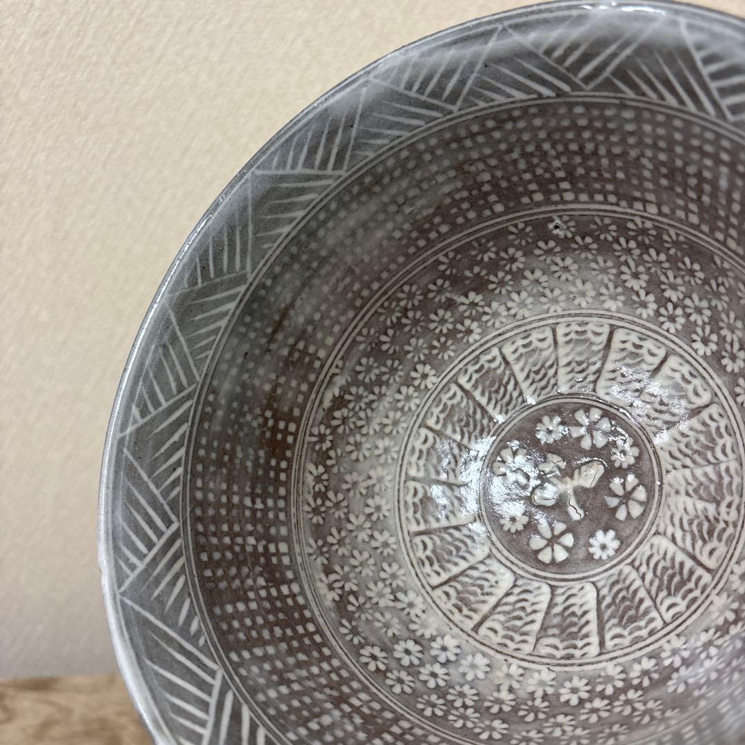 十九代　雲林院寶山造　泰之佑（髙臺）　鉢　三島手雲鶴模様　時代物　未使用