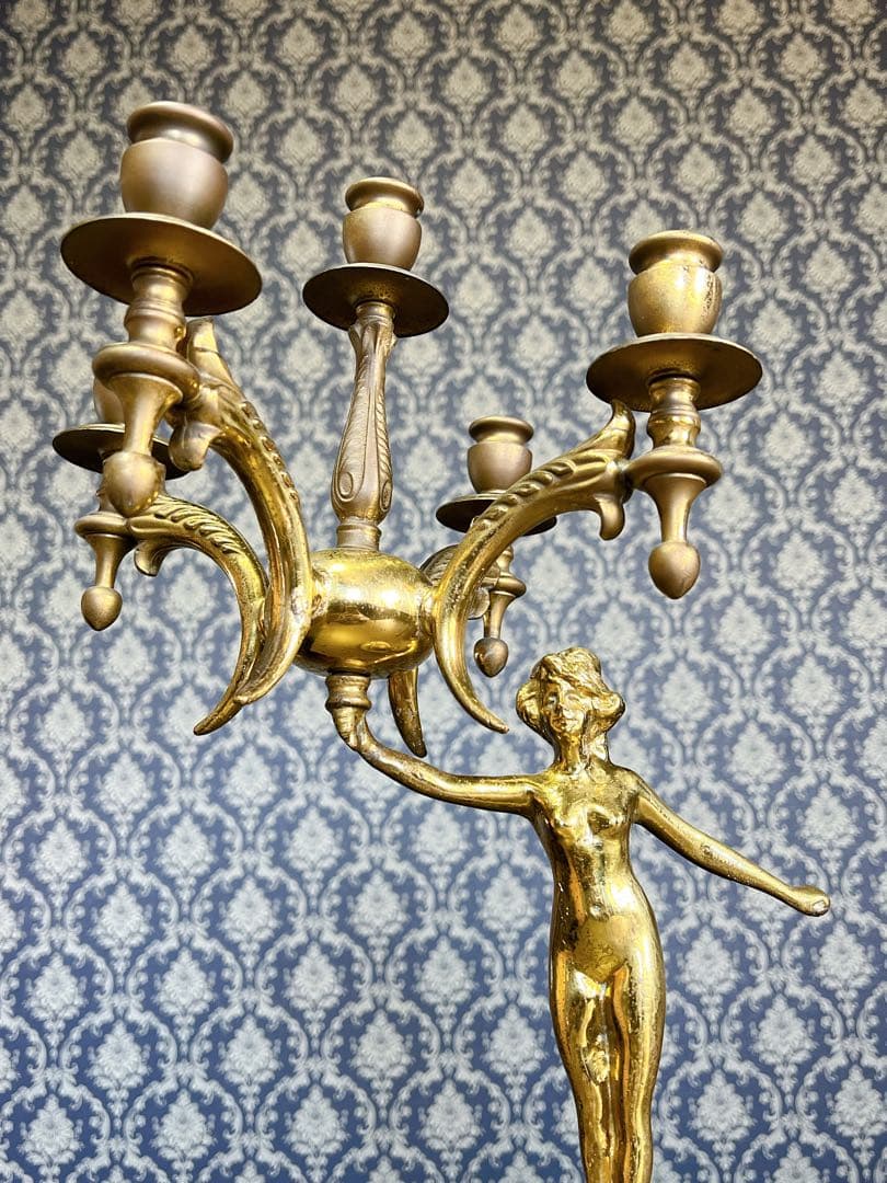 フランス製アンティーク　キャンドルスタンド　5灯　真鍮　ブラス製