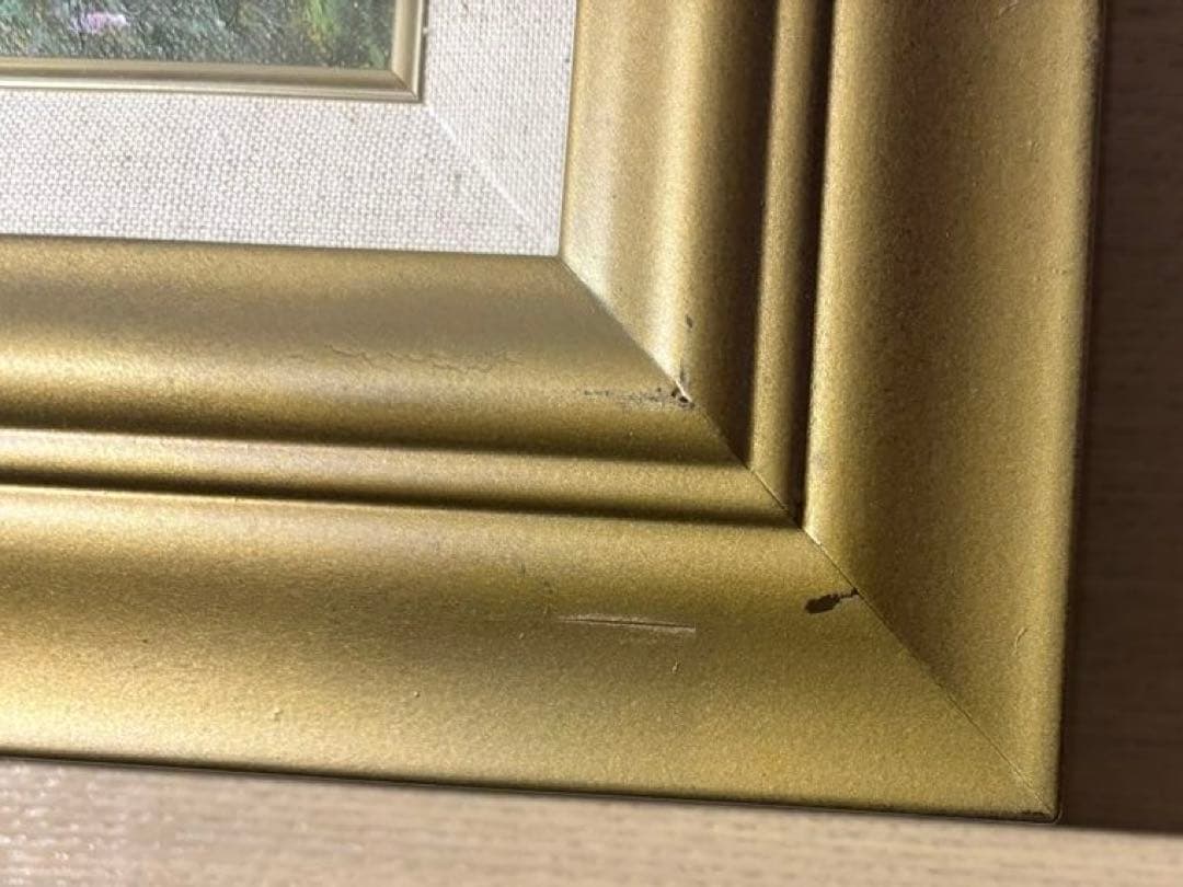 真筆証明書付き【猿渡一根/晩秋京都美山/風景画】 油彩画 F10 金色フレーム