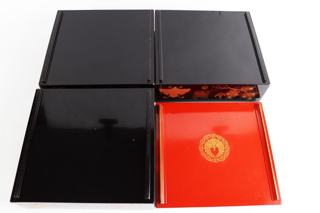 茶道具 蝶蒔絵 重箱 二枚蓋 共箱 漆芸 木製漆器