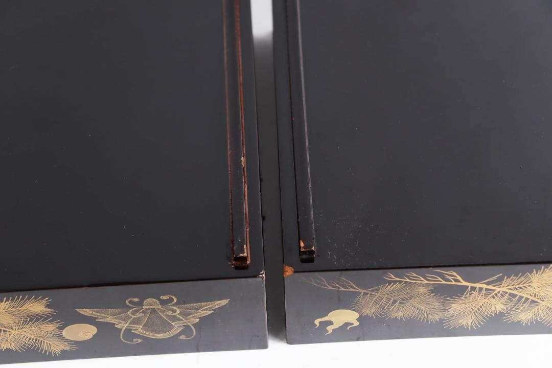 茶道具 蝶蒔絵 重箱 二枚蓋 共箱 漆芸 木製漆器