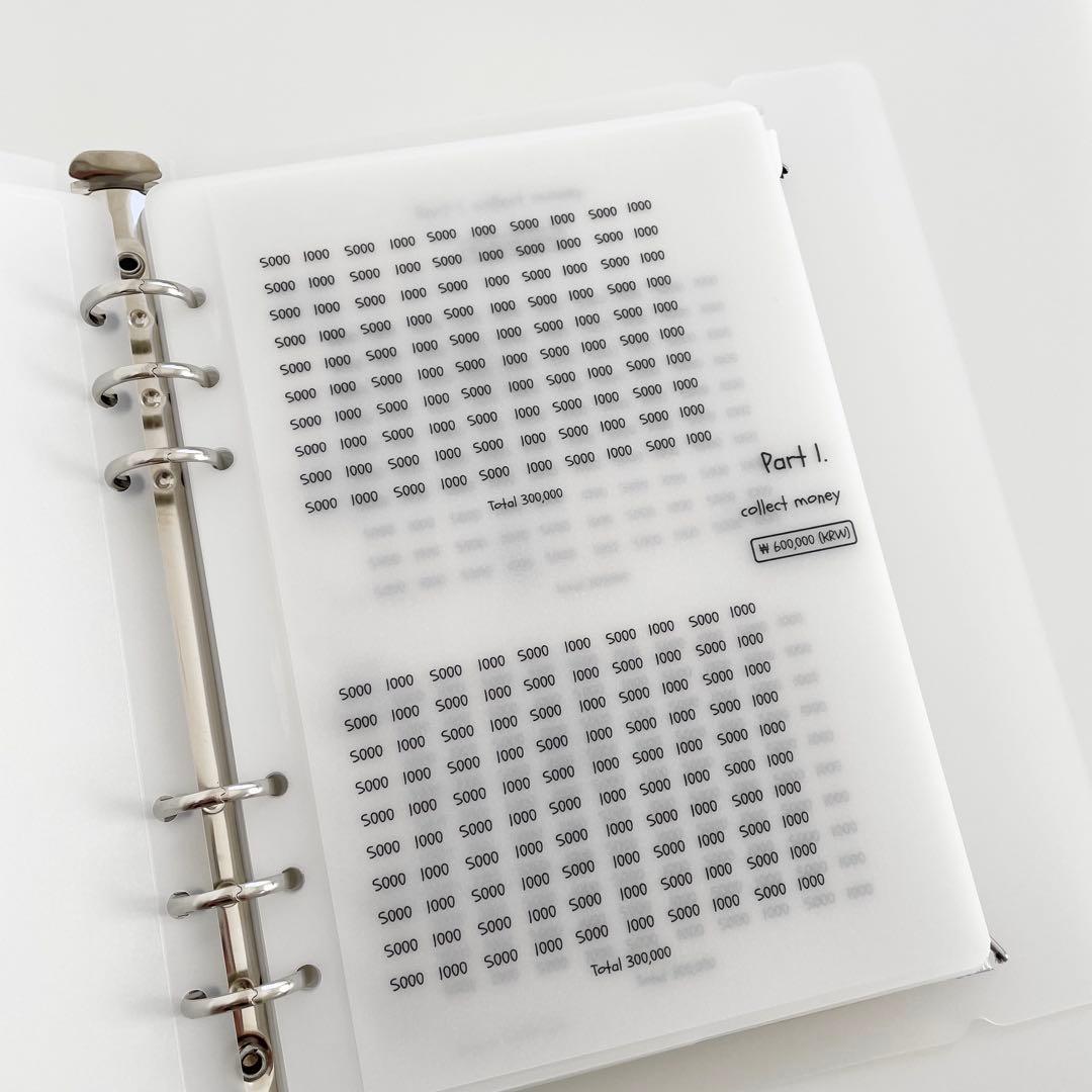 ラスト1点　韓国　貯金　貯蓄　バインダー　カバー　リフィル　A5 くま　ベア　2