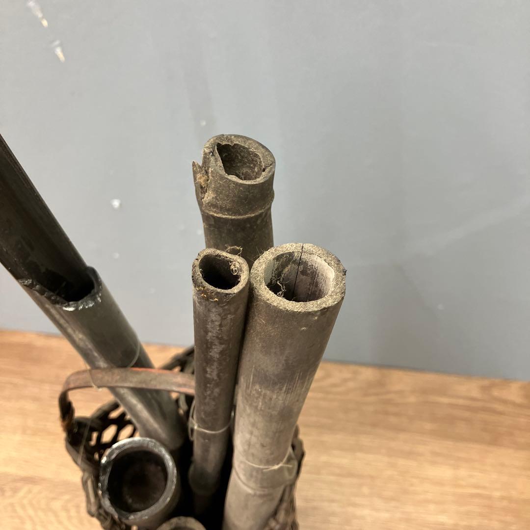 4F 趣のある逸品 竹籠 花籠 花器 竹炭 古竹 セット 囲炉裏演出 インテリア