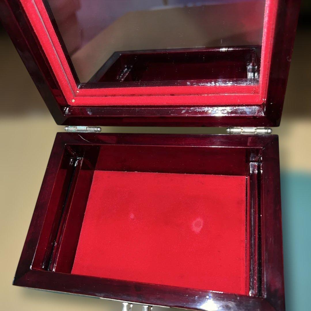 螺鈿細工　貝装飾　赤漆器　ヴィンテージ　ジュエリーボックス