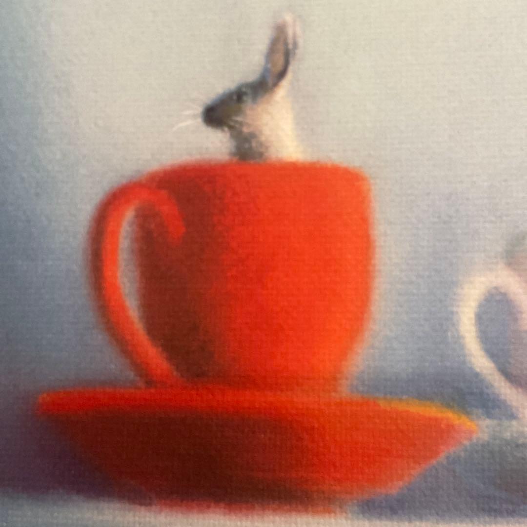 4*n様 牧野千穂 絵画　キャンバスジクレー　「みつかる」　珈琲カップ　うさぎ