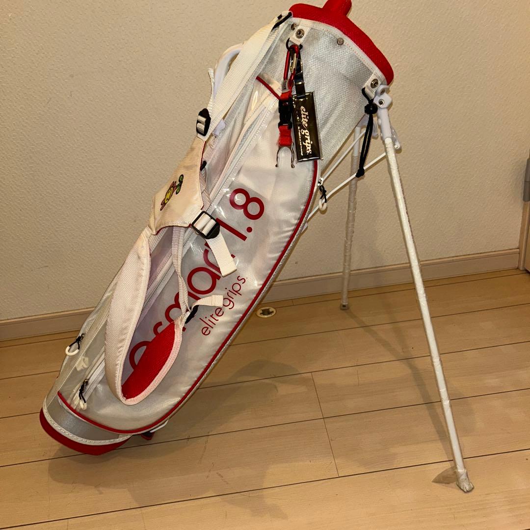 kz エリートグリップキャディバッグ白\赤　スタンド式