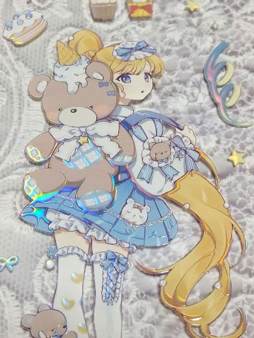 ✩のこり２✩J629＃熊古力(立体虹光)浮光文创切り売り海外人物マステ女の子