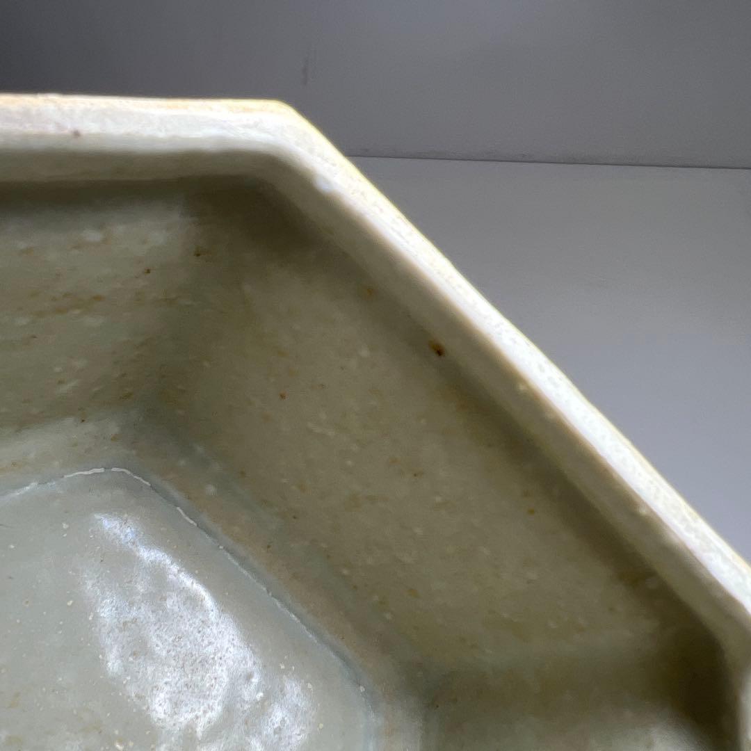 中国美術　釉裏紅六角蓋物　幅約14㎝ 東Y7-0603①