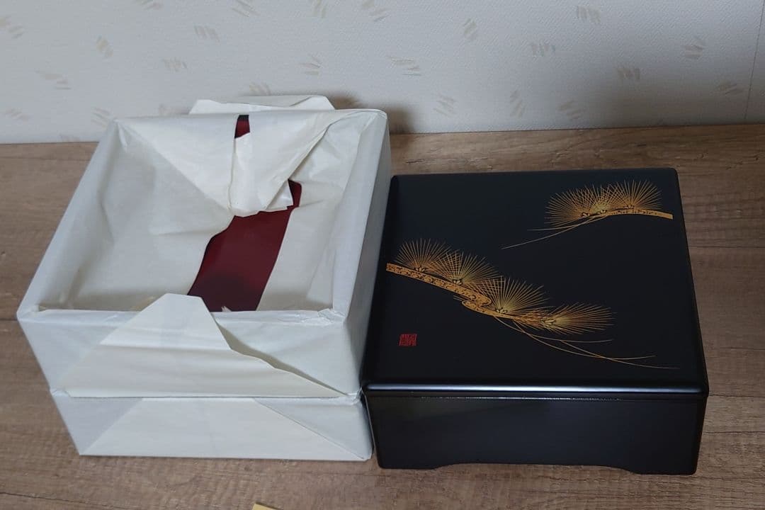 ビスケット　会津塗り 天然木 三段重箱 蔵漆JAPAN