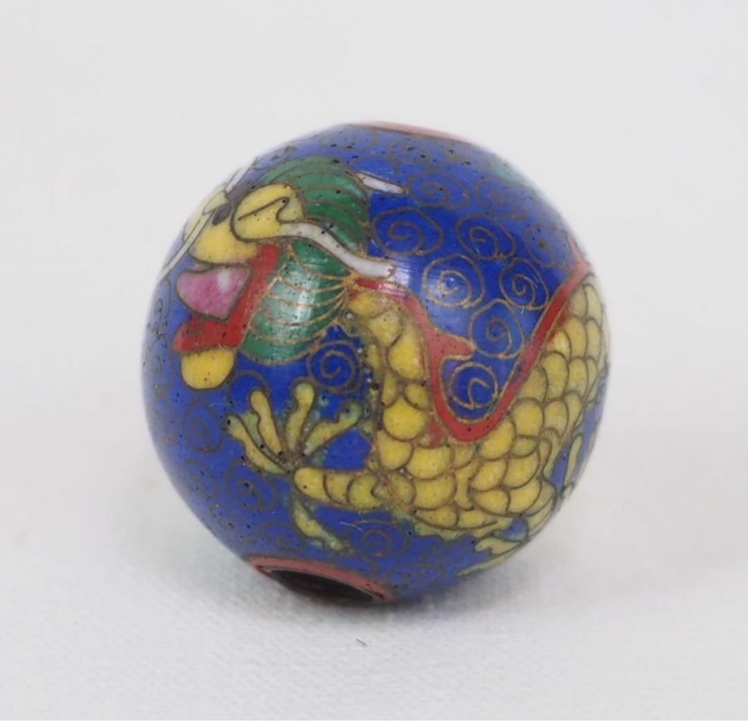 送料無料　明治時代　七宝龍文緒締玉　径2.1ｃｍ