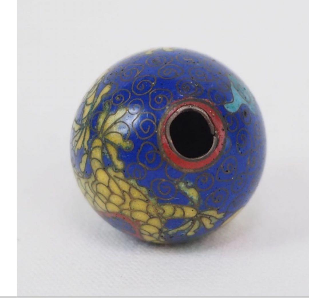 送料無料　明治時代　七宝龍文緒締玉　径2.1ｃｍ