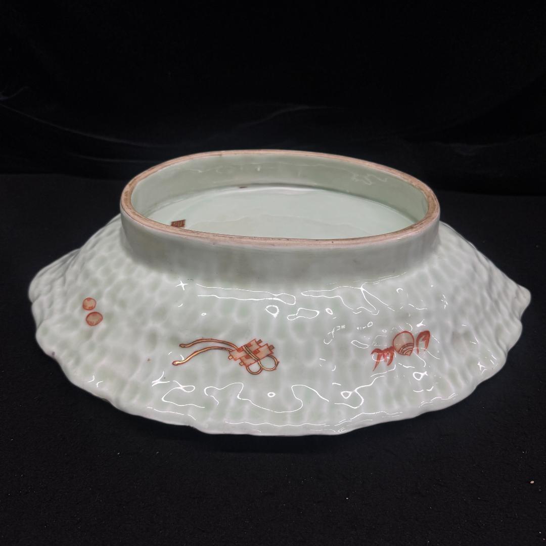 古伊万里焼　江戸後期〜幕末頃　色絵山水絵図 大鉢40cm