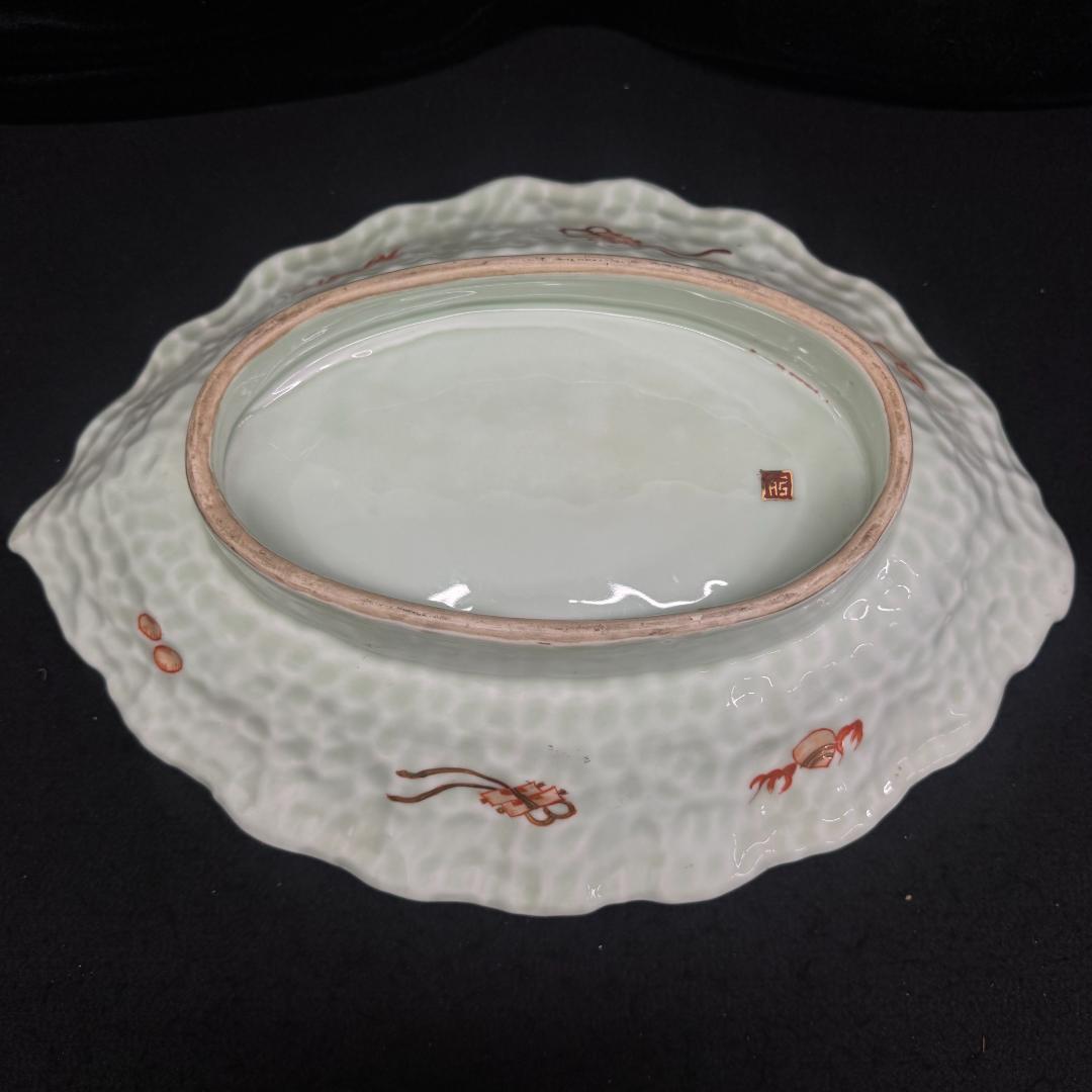 古伊万里焼　江戸後期〜幕末頃　色絵山水絵図 大鉢40cm