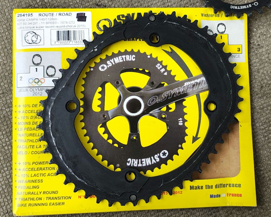 O.SYMETRIC 楕円チェーンリング 50/34T カンパ4アーム 11s用