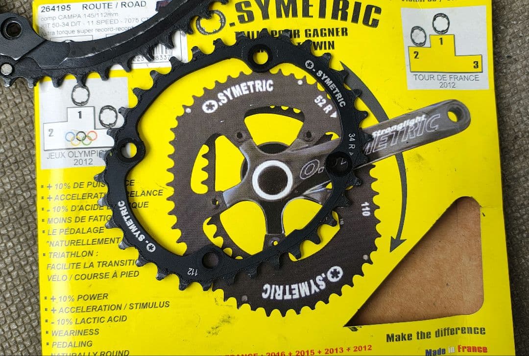 O.SYMETRIC 楕円チェーンリング 50/34T カンパ4アーム 11s用