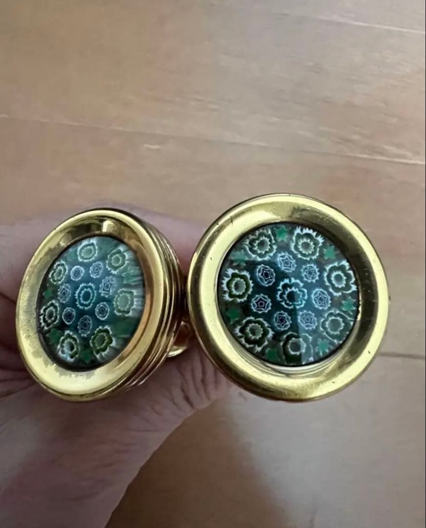 ヨロパーアンティーク ベネチアンムラーノ真鍮製 花柄取っ手 11個セット