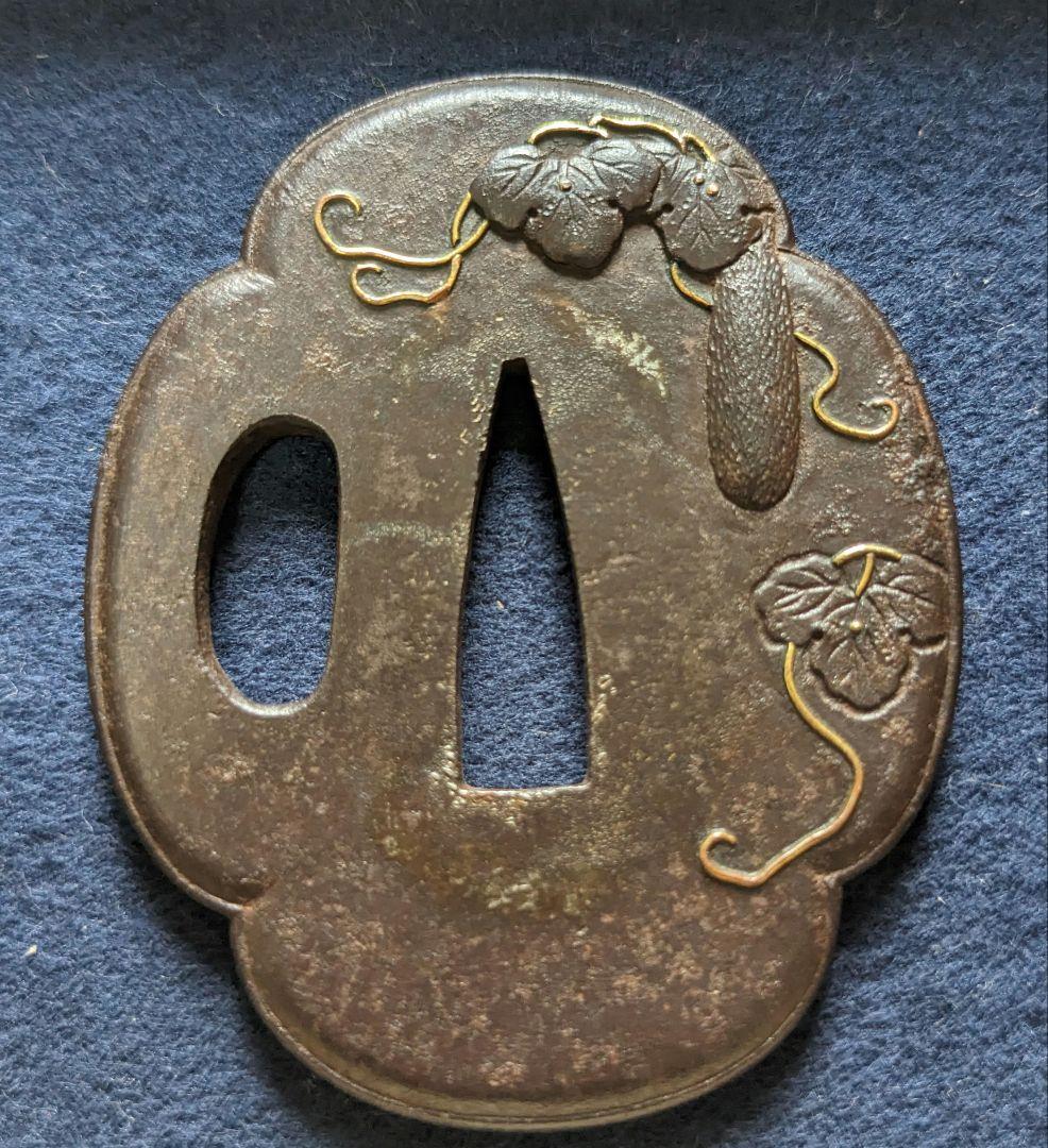 日本刀鍔！ヘチマ？状態抜群！象嵌綺麗！