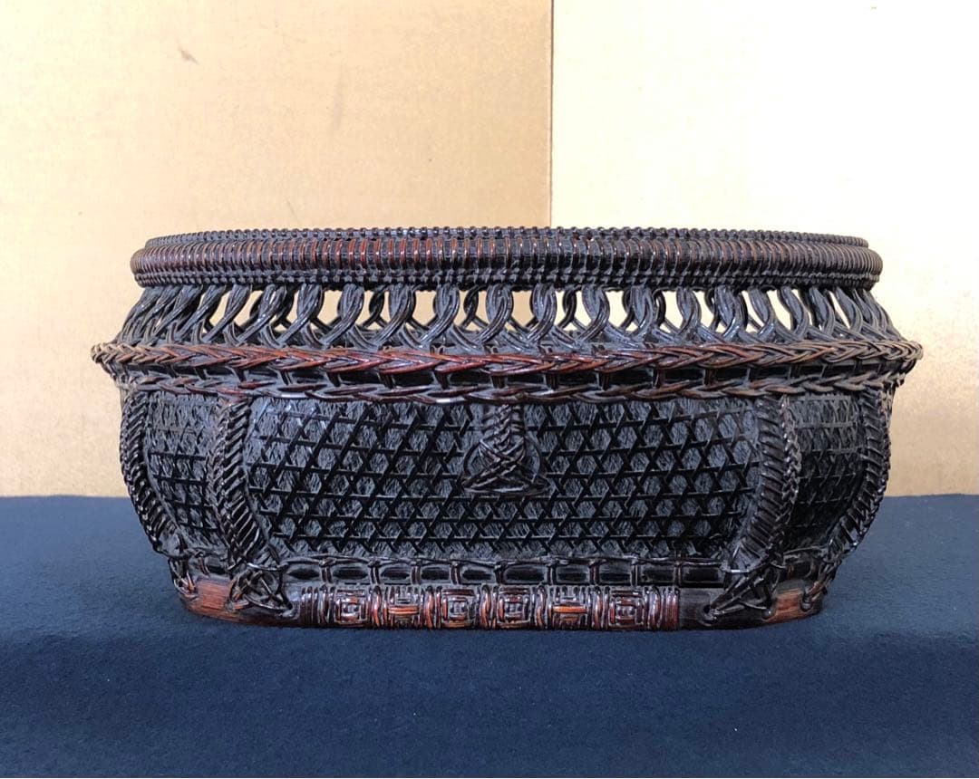 《R》輪違角切 唐物写 炭取 三代目 和田鱗司 共箱 略歴 251216お5