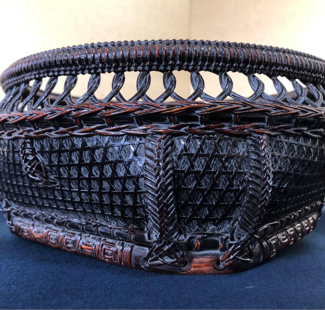 《R》輪違角切 唐物写 炭取 三代目 和田鱗司 共箱 略歴 251216お5