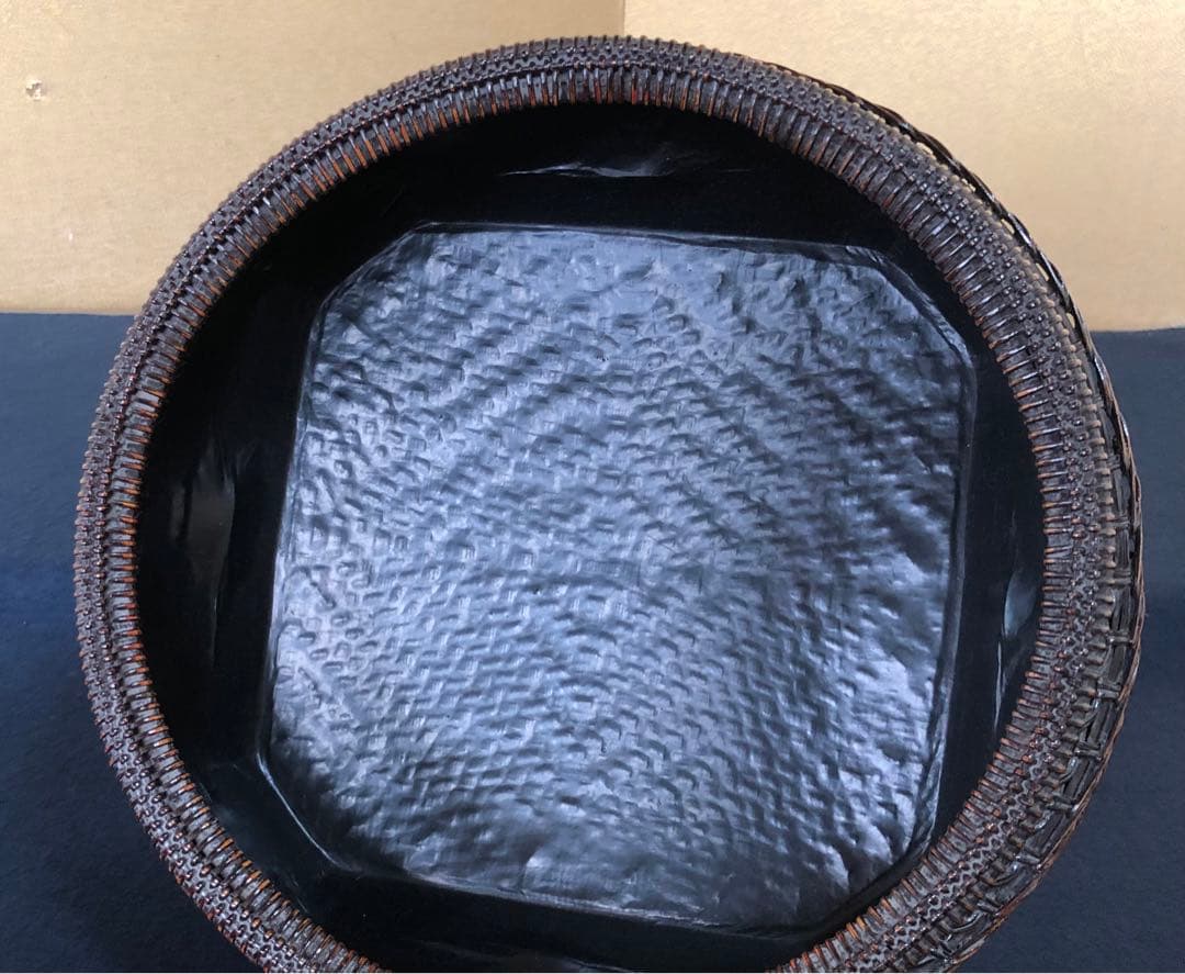 《R》輪違角切 唐物写 炭取 三代目 和田鱗司 共箱 略歴 251216お5