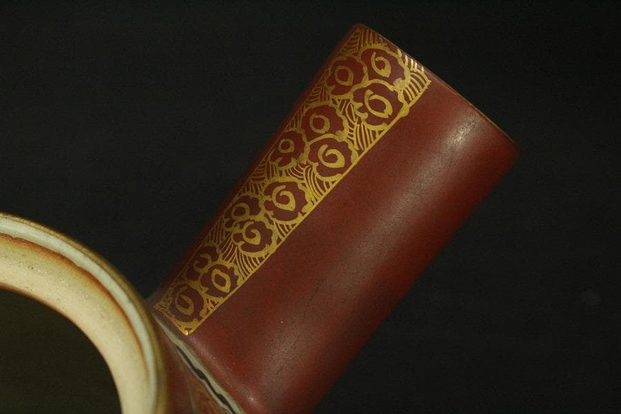 九谷 金彩色絵 庄三作 茶壷 煎茶(A374)